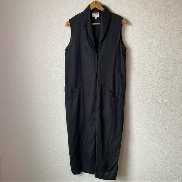 Chapter Goods 100% Linen Column Dress in Black Ink - Picture 2 of 9